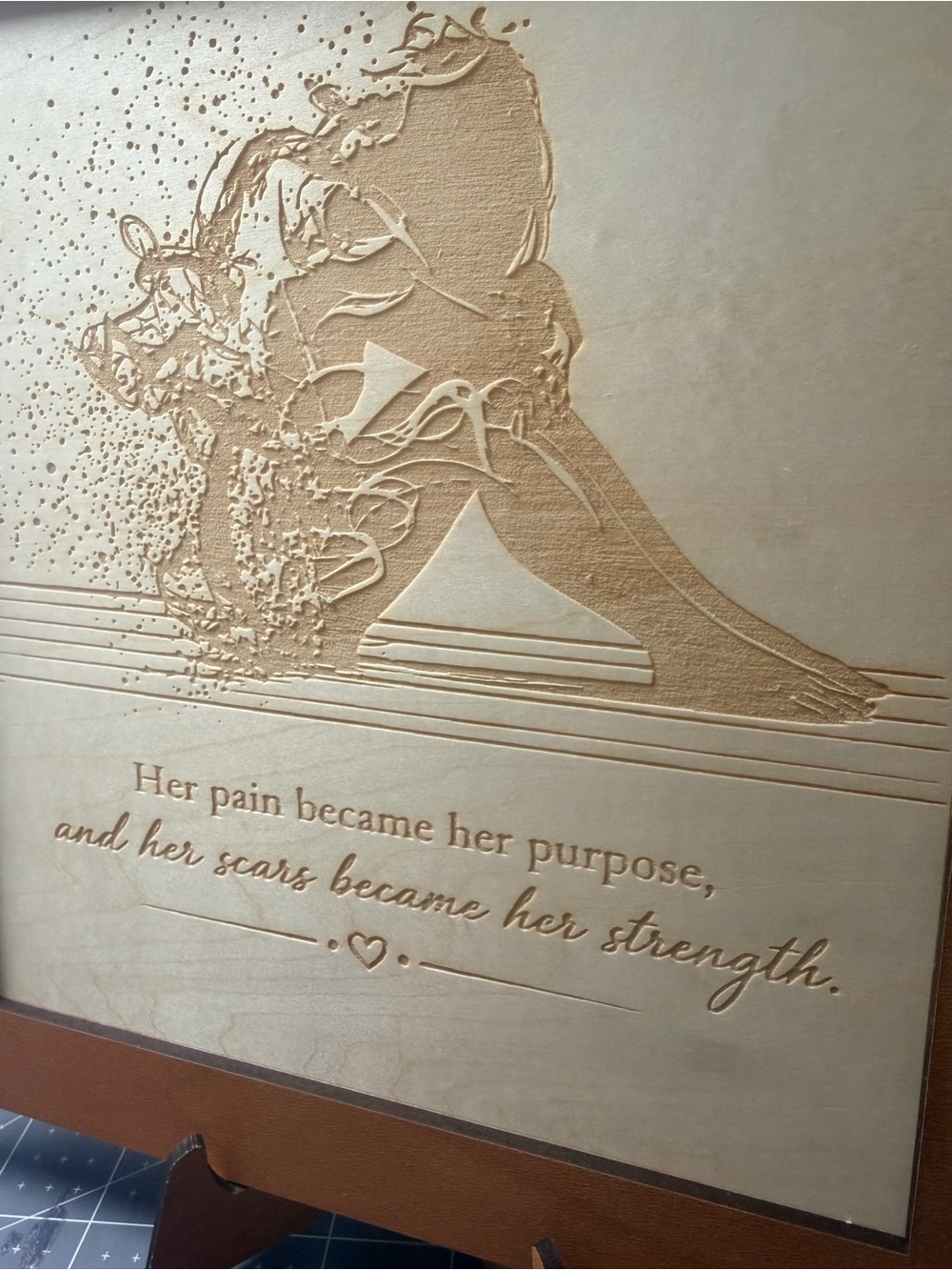 Handcrafted by me Wood/Acrylic  engraved framed Strength Sign 5”x7” - Picture 2 of 7